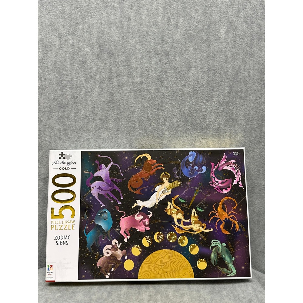 Puzzle Mindbogglers Gold Zodiac Signs 500 Piece Jigsaw‎ New Astrology 24x18in